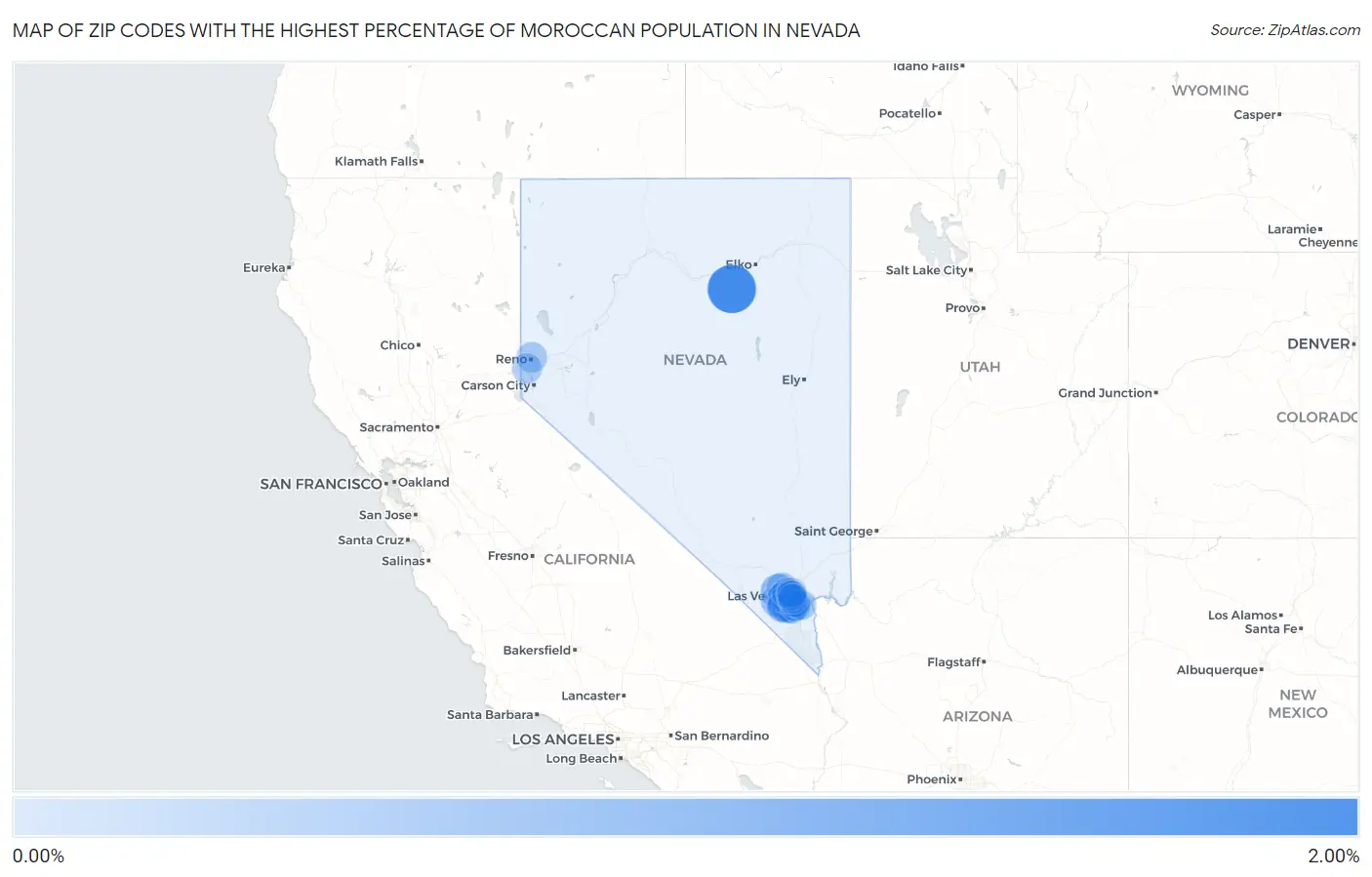 Zip Codes with the Highest Percentage of Moroccan Population in Nevada Map