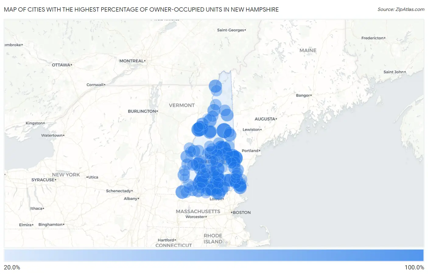 Cities with the Highest Percentage of Owner-Occupied Units in New Hampshire Map