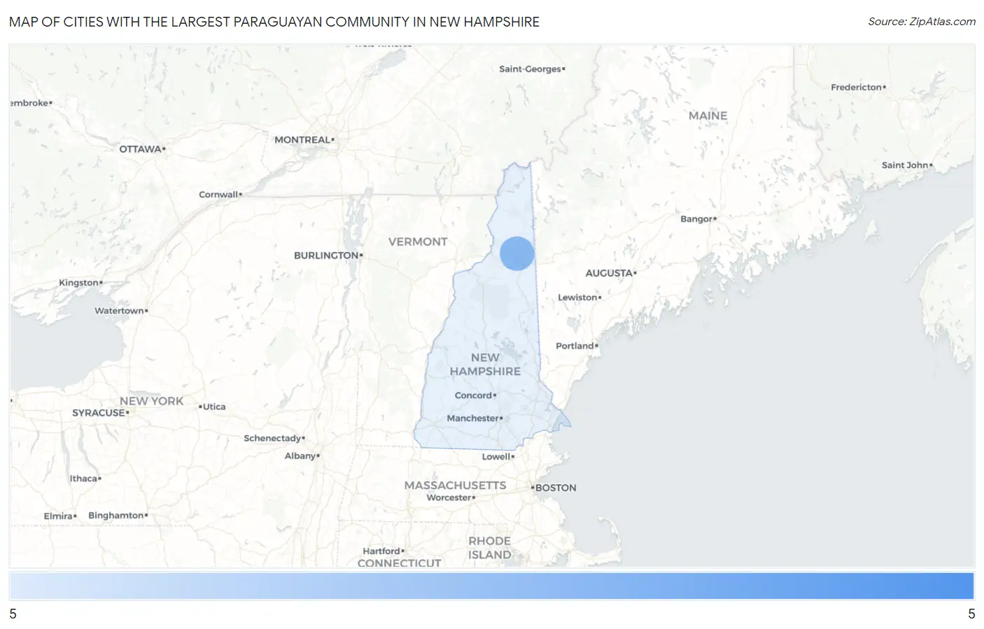 Cities with the Largest Paraguayan Community in New Hampshire Map