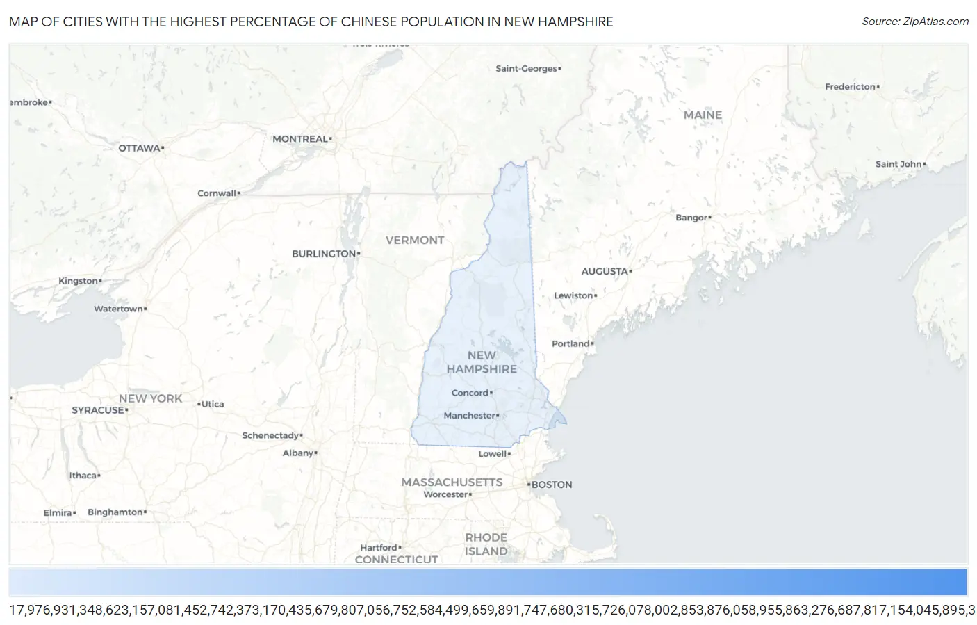 Cities with the Highest Percentage of Chinese Population in New Hampshire Map