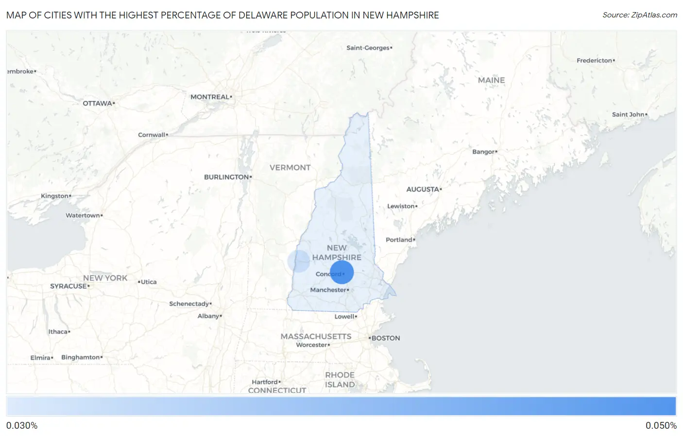 Cities with the Highest Percentage of Delaware Population in New Hampshire Map