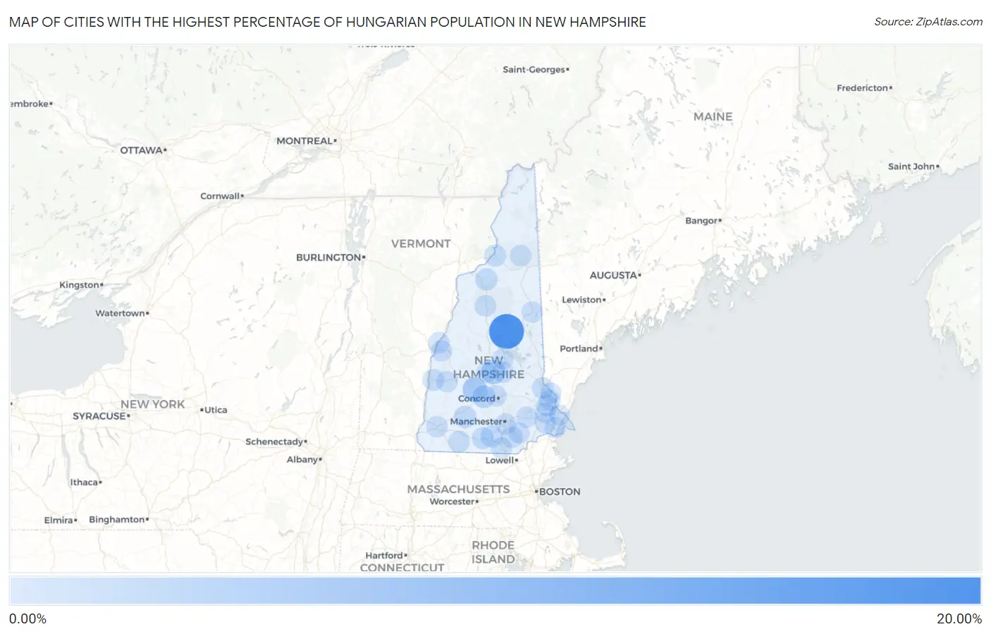 Cities with the Highest Percentage of Hungarian Population in New Hampshire Map