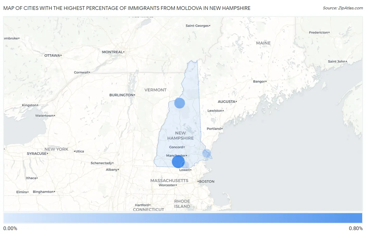 Cities with the Highest Percentage of Immigrants from Moldova in New Hampshire Map