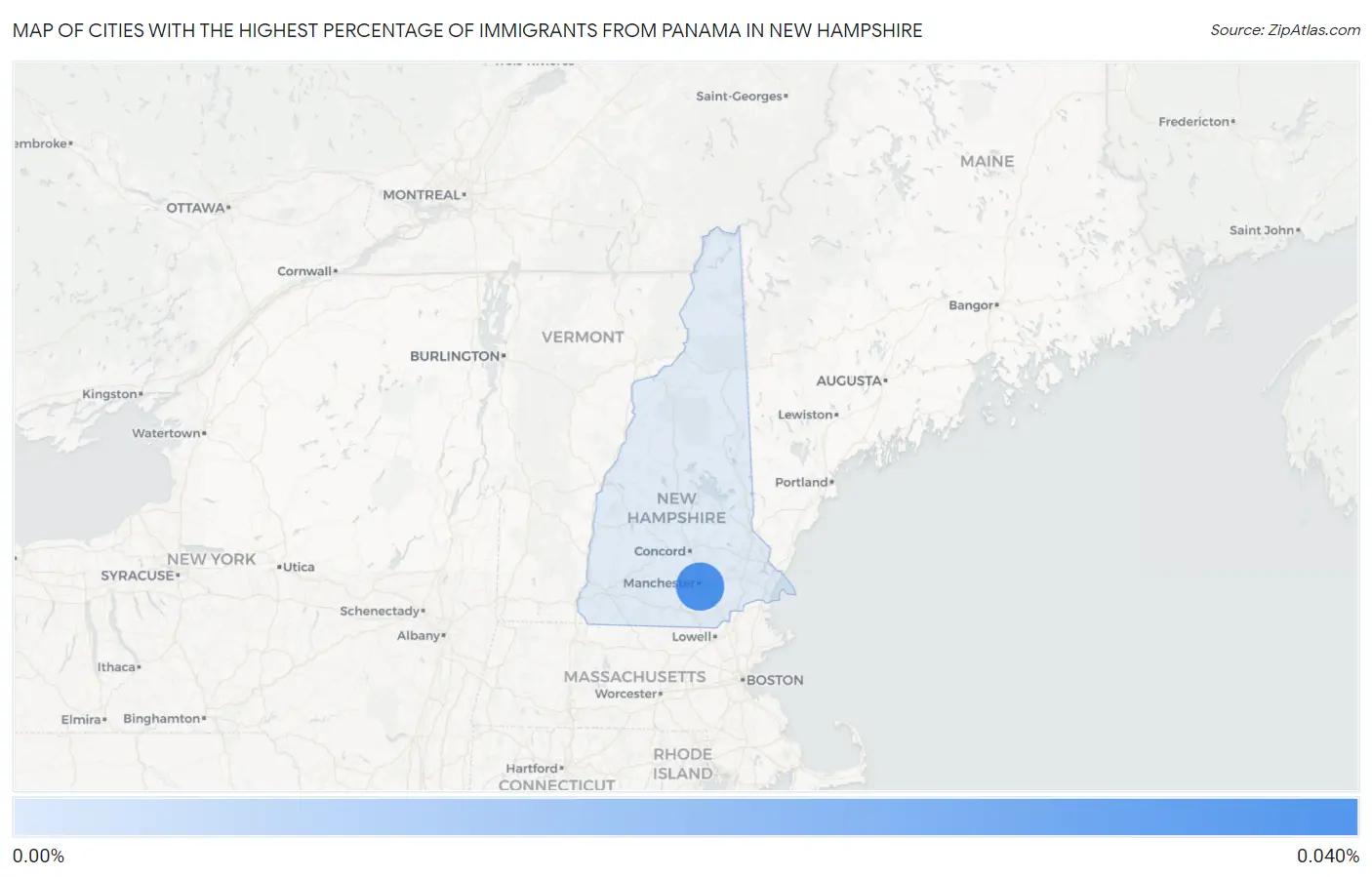 Cities with the Highest Percentage of Immigrants from Panama in New Hampshire Map