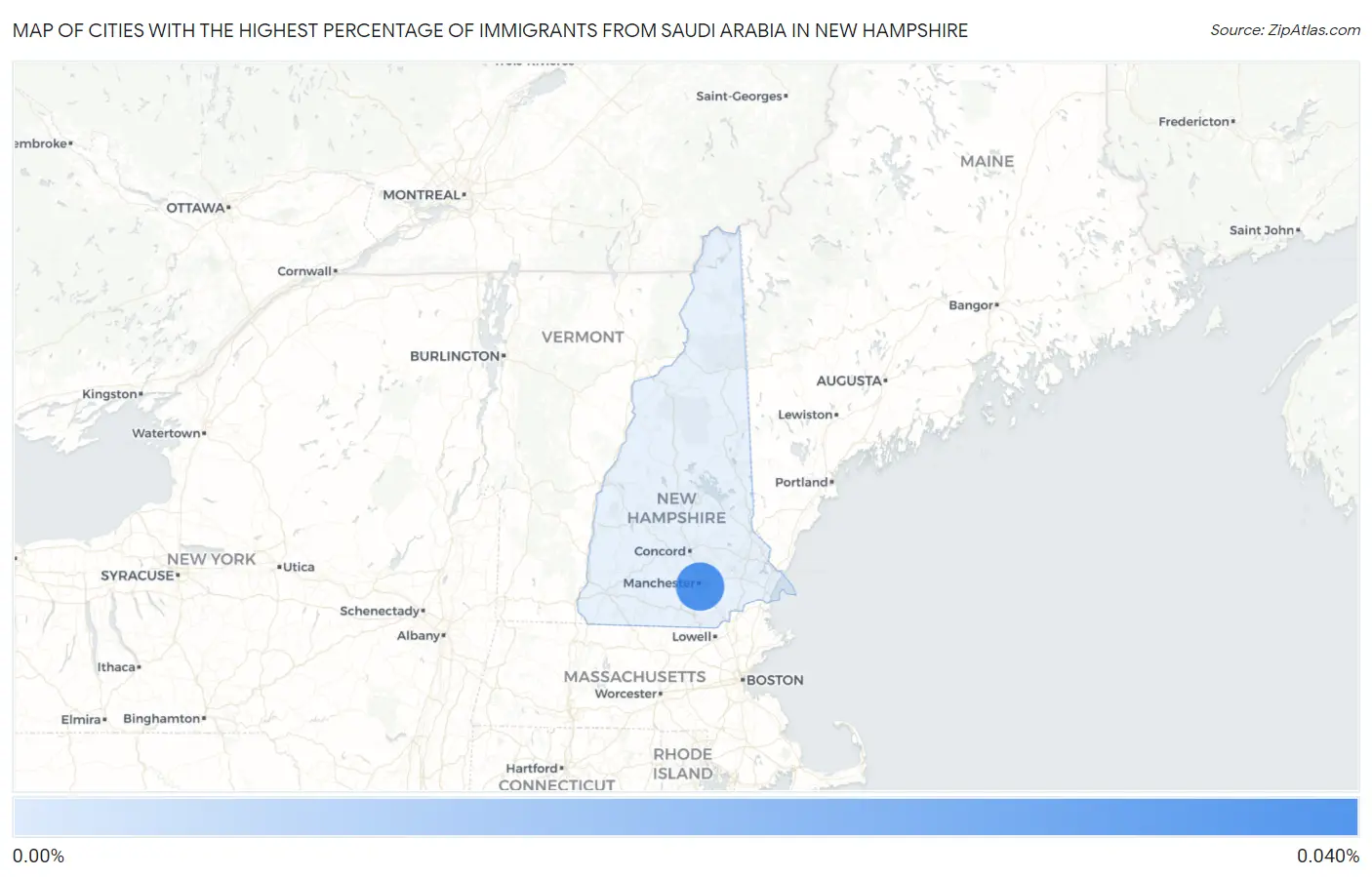 Cities with the Highest Percentage of Immigrants from Saudi Arabia in New Hampshire Map