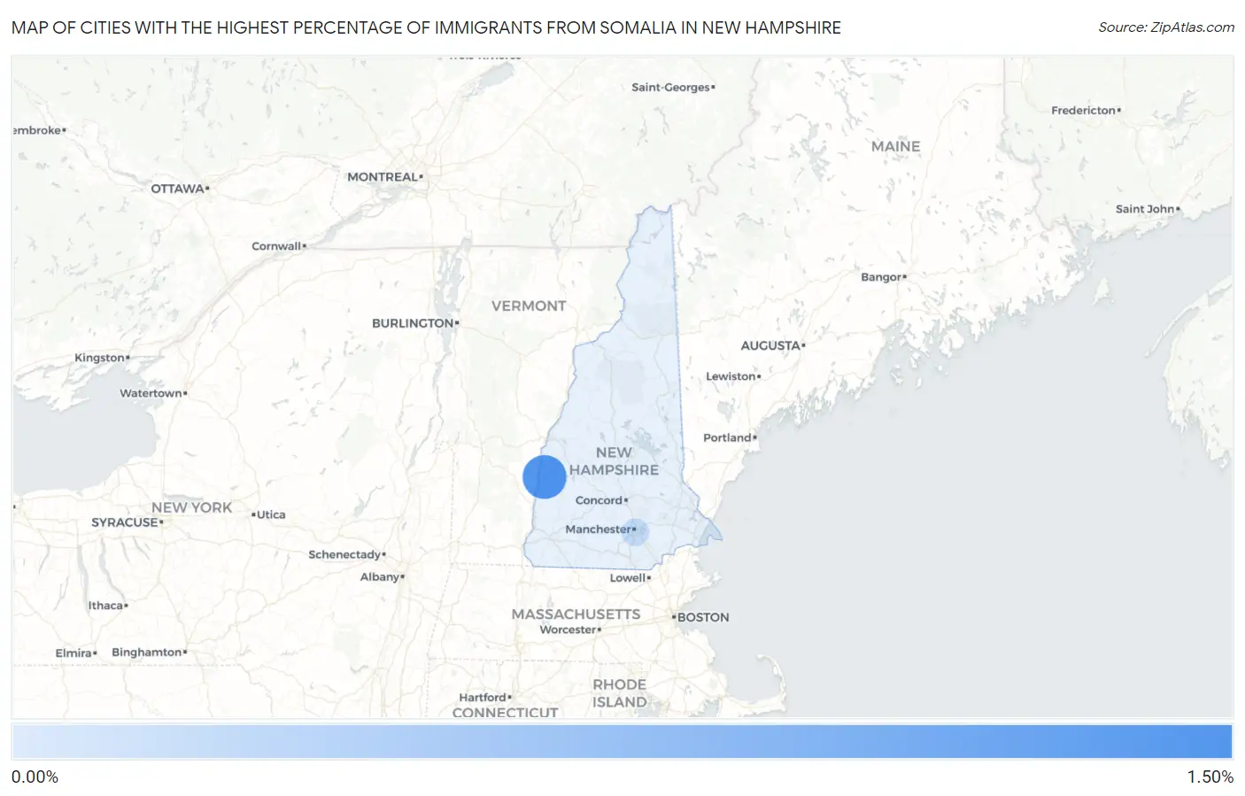 Cities with the Highest Percentage of Immigrants from Somalia in New Hampshire Map