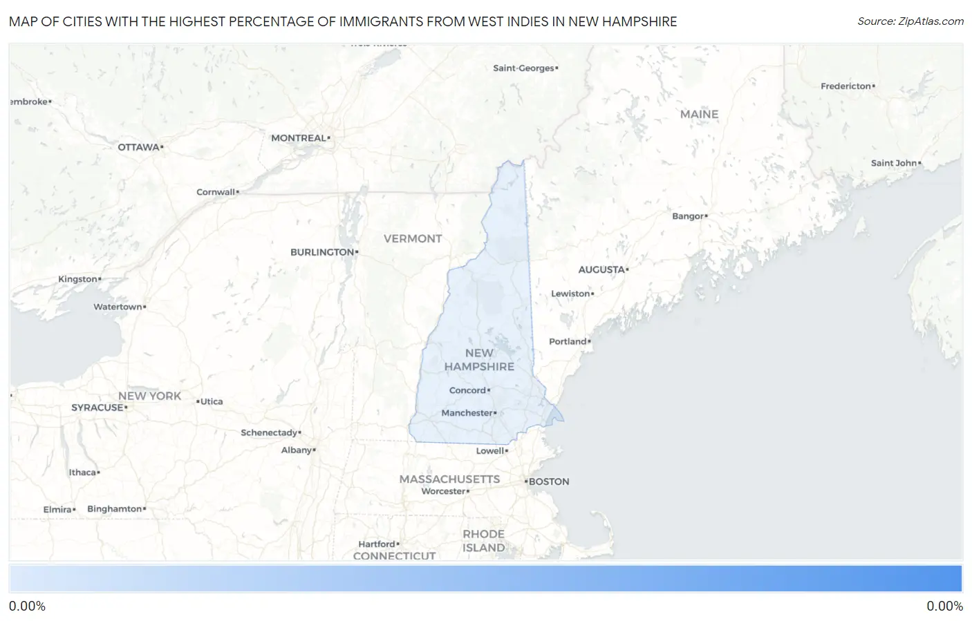 Cities with the Highest Percentage of Immigrants from West Indies in New Hampshire Map