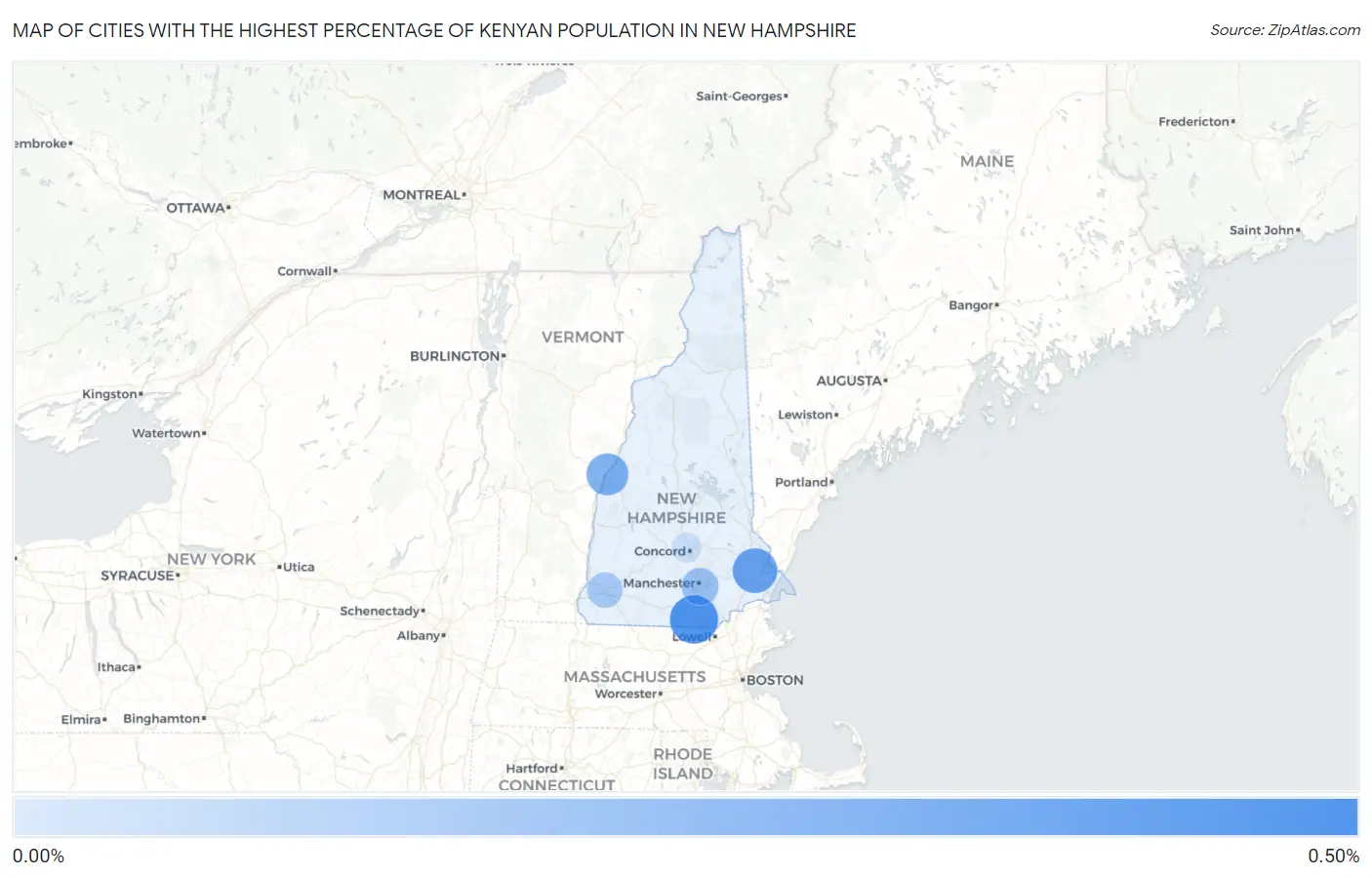 Cities with the Highest Percentage of Kenyan Population in New Hampshire Map