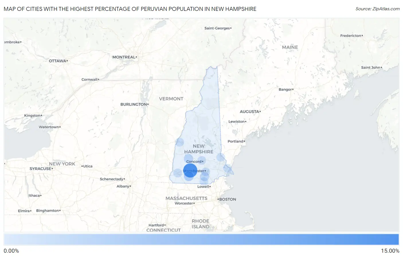 Cities with the Highest Percentage of Peruvian Population in New Hampshire Map