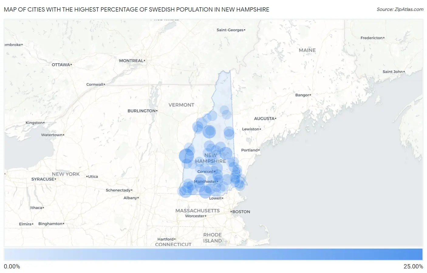 Cities with the Highest Percentage of Swedish Population in New Hampshire Map