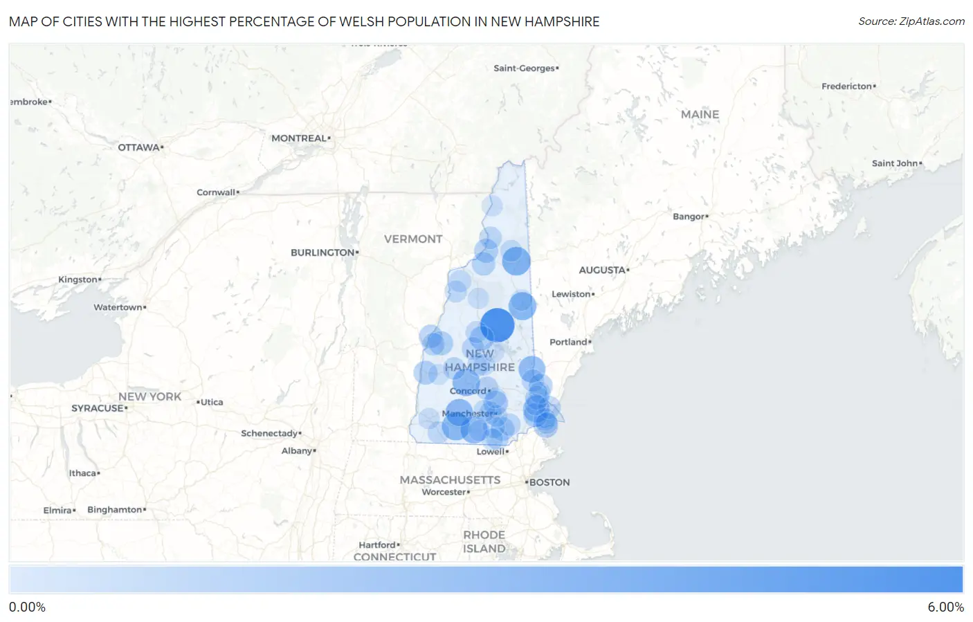 Cities with the Highest Percentage of Welsh Population in New Hampshire Map