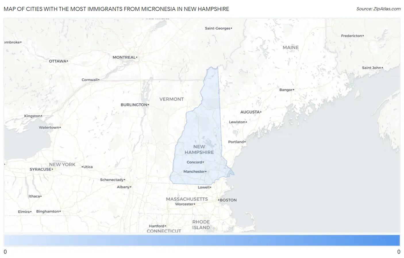 Cities with the Most Immigrants from Micronesia in New Hampshire Map