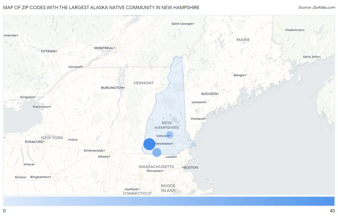 Zip Codes with the Largest Alaska Native Community in New Hampshire Map
