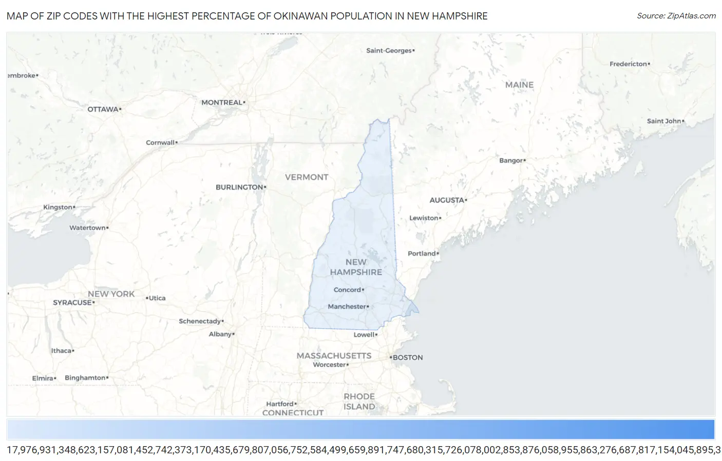 Zip Codes with the Highest Percentage of Okinawan Population in New Hampshire Map