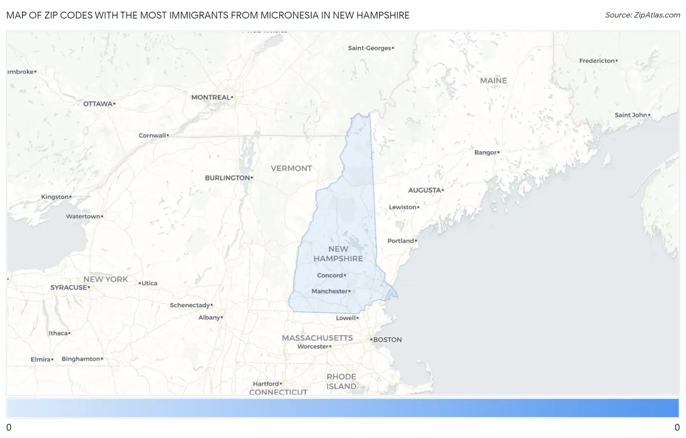 Zip Codes with the Most Immigrants from Micronesia in New Hampshire Map