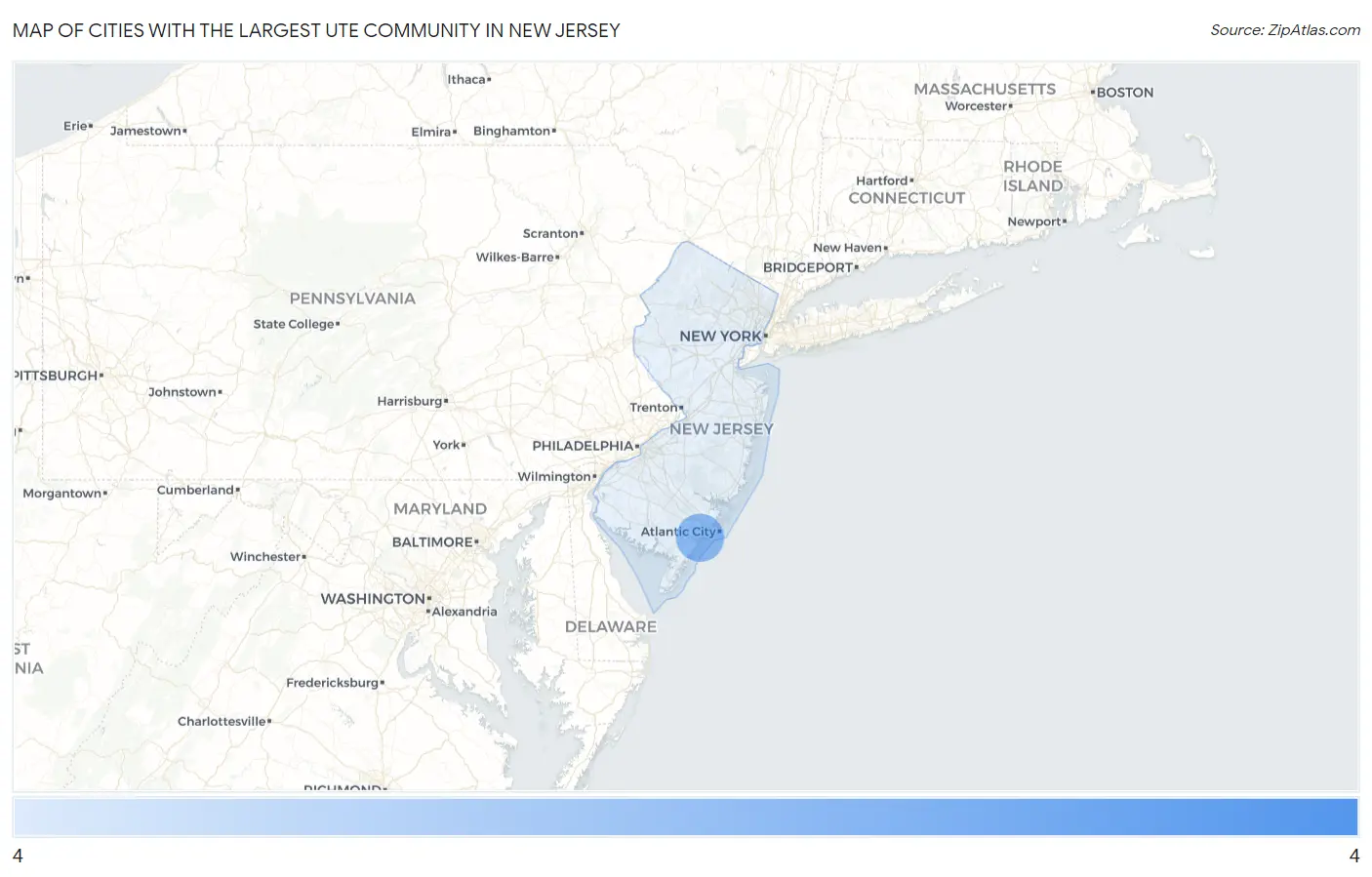 Cities with the Largest Ute Community in New Jersey Map