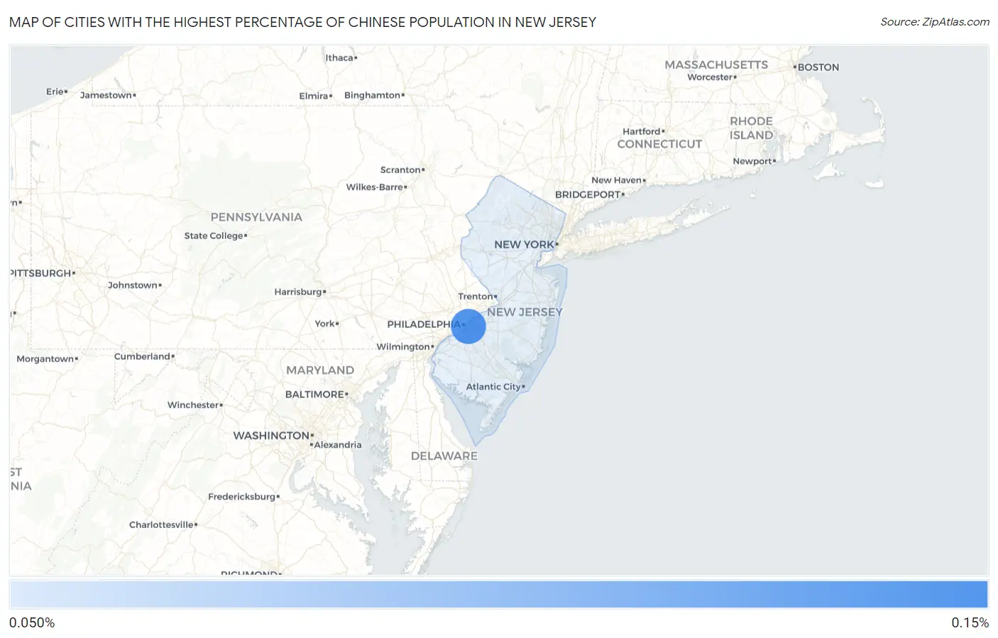 Cities with the Highest Percentage of Chinese Population in New Jersey Map