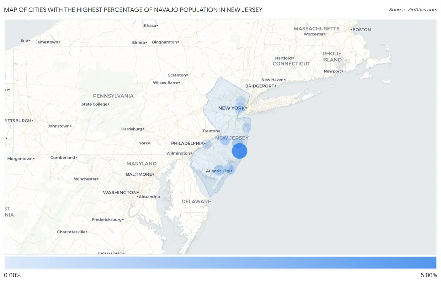 Cities with the Highest Percentage of Navajo Population in New Jersey Map