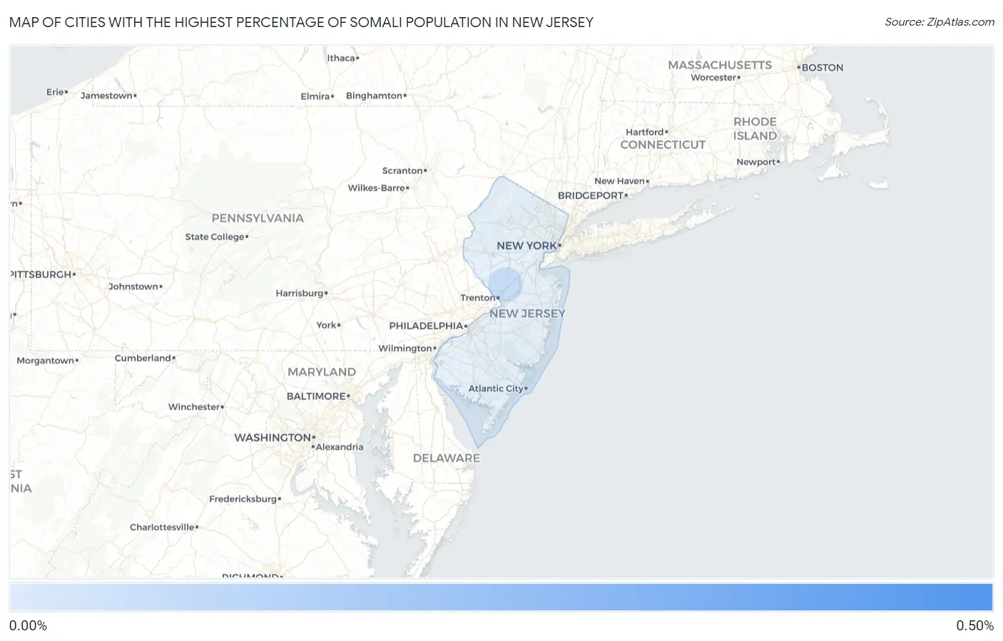 Cities with the Highest Percentage of Somali Population in New Jersey Map