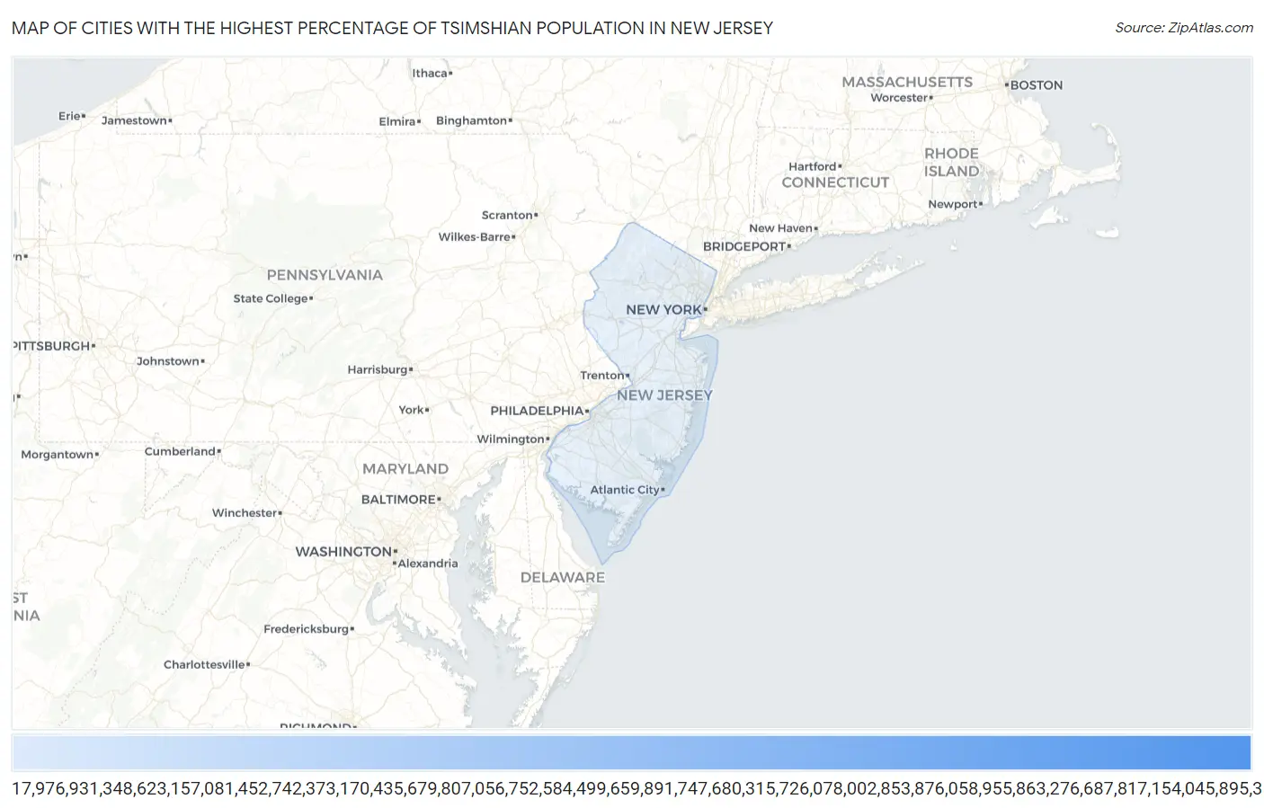 Cities with the Highest Percentage of Tsimshian Population in New Jersey Map