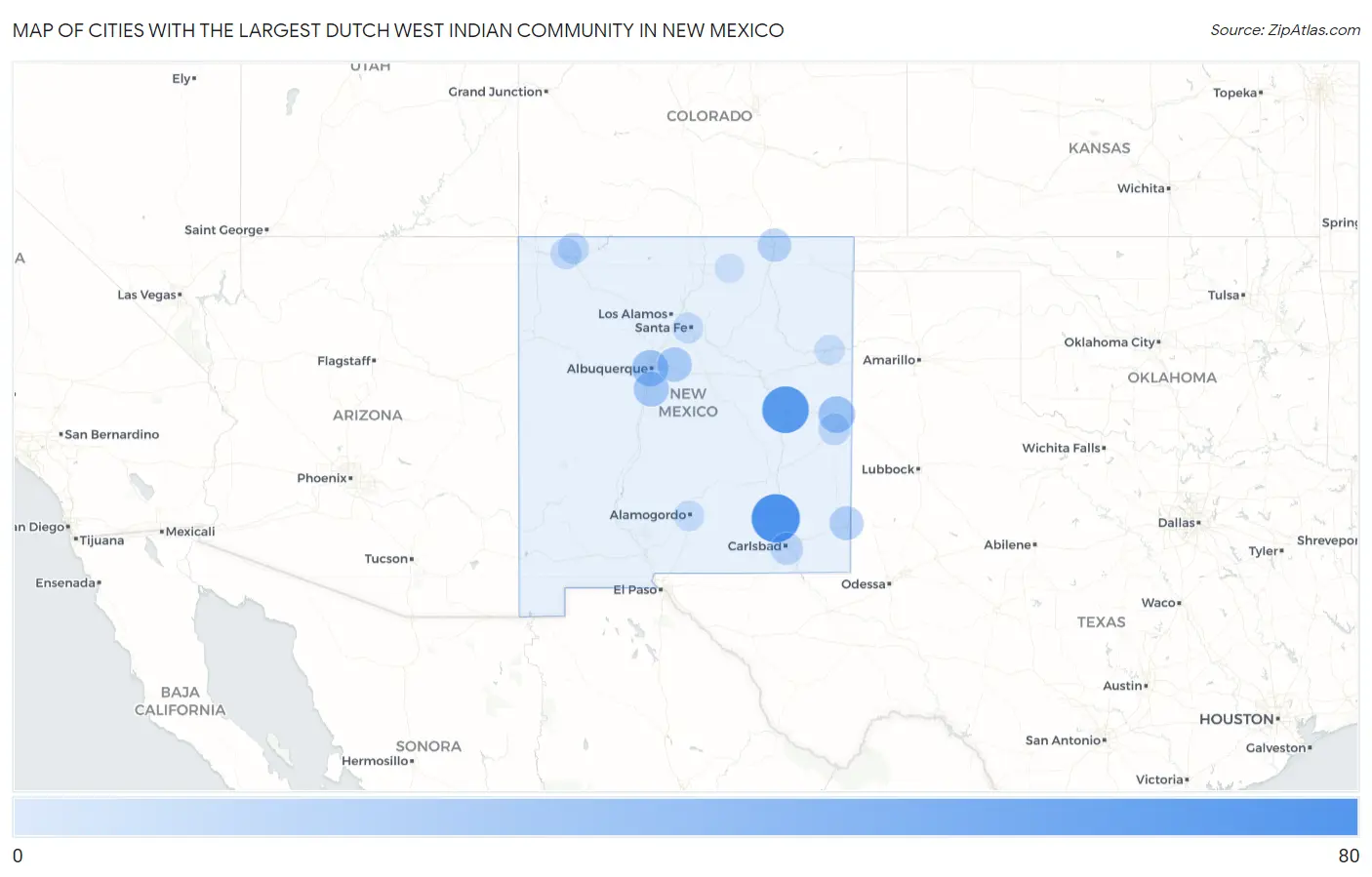 Cities with the Largest Dutch West Indian Community in New Mexico Map