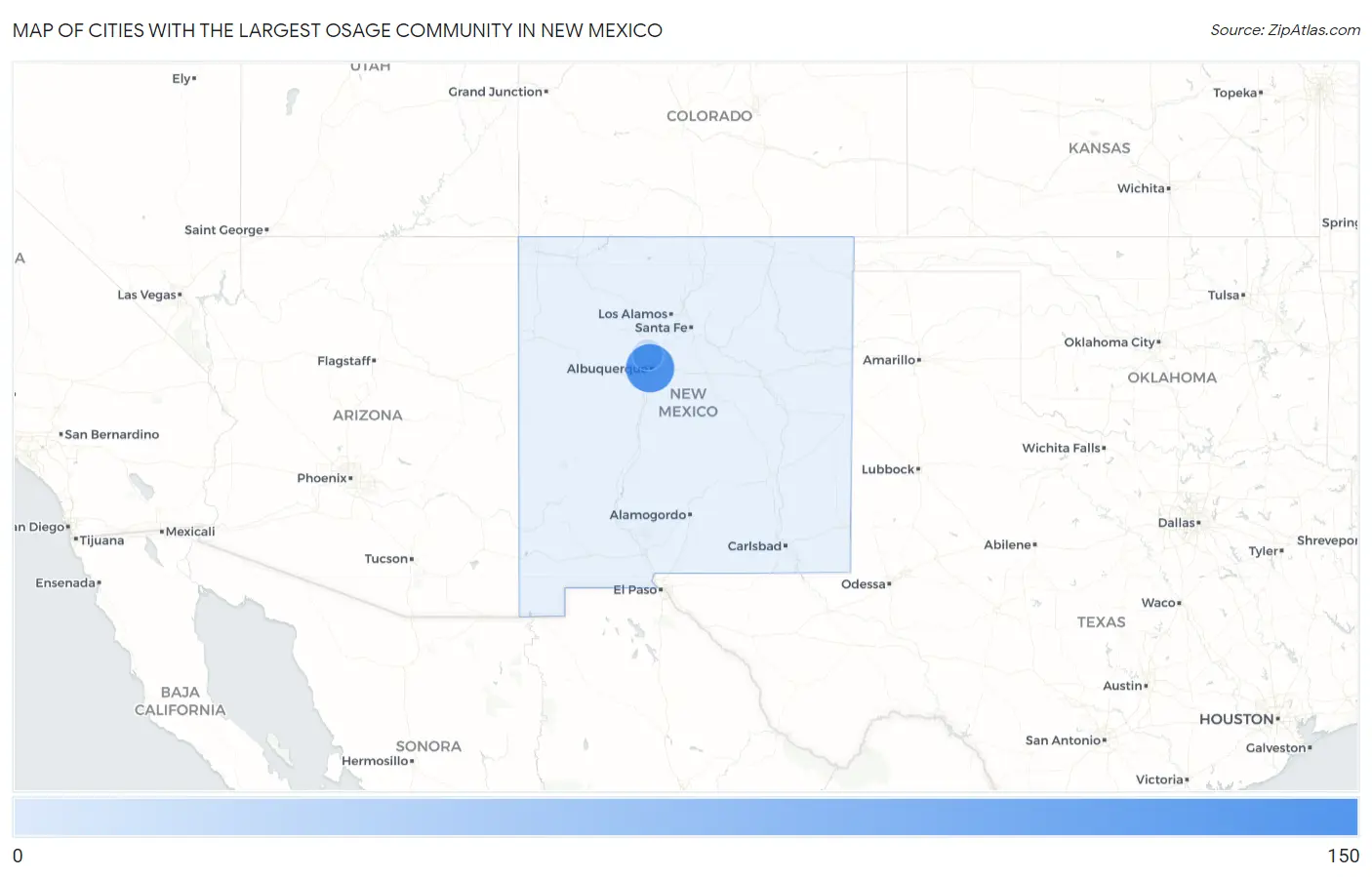 Cities with the Largest Osage Community in New Mexico Map