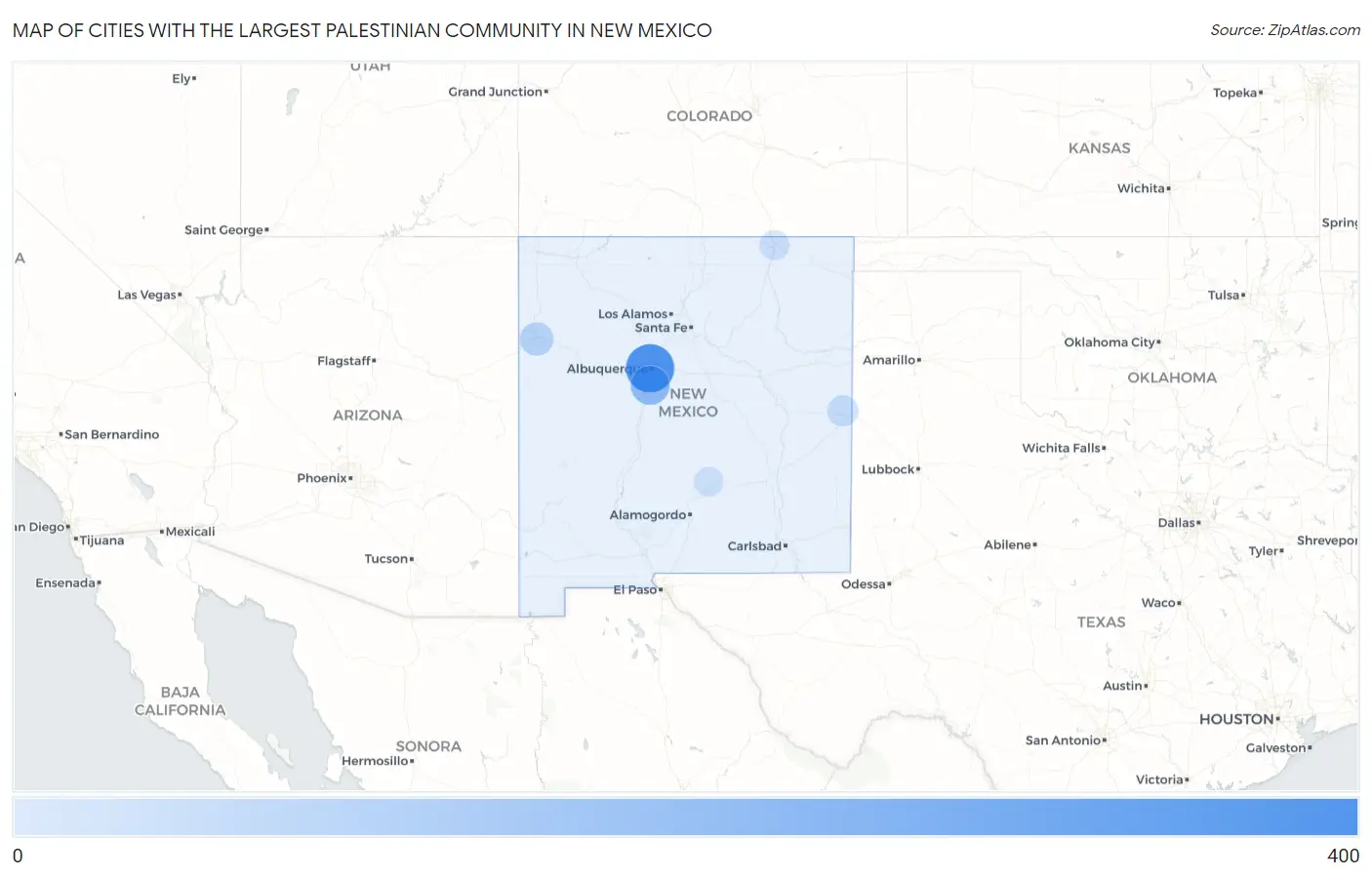 Cities with the Largest Palestinian Community in New Mexico Map