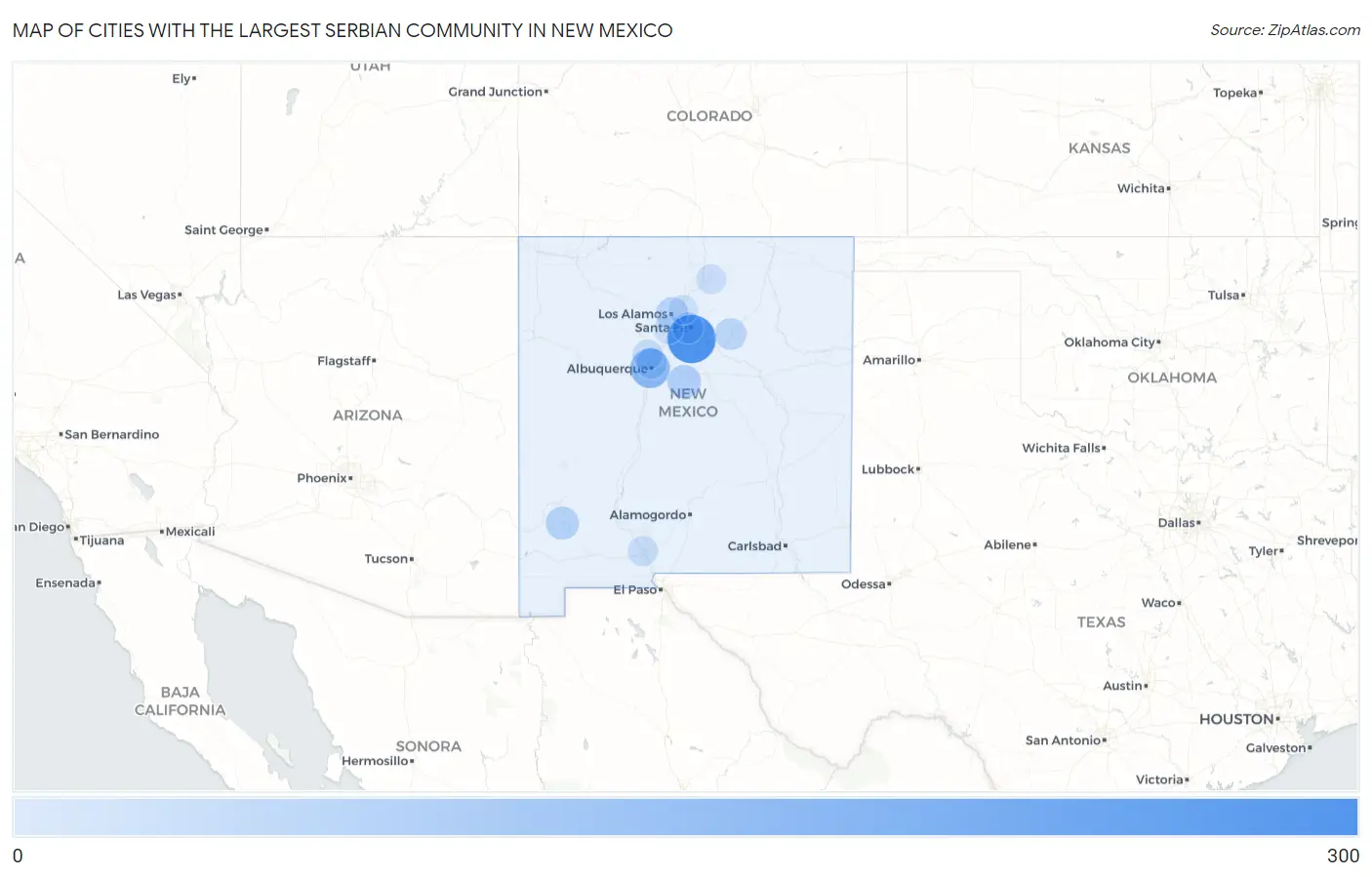 Cities with the Largest Serbian Community in New Mexico Map