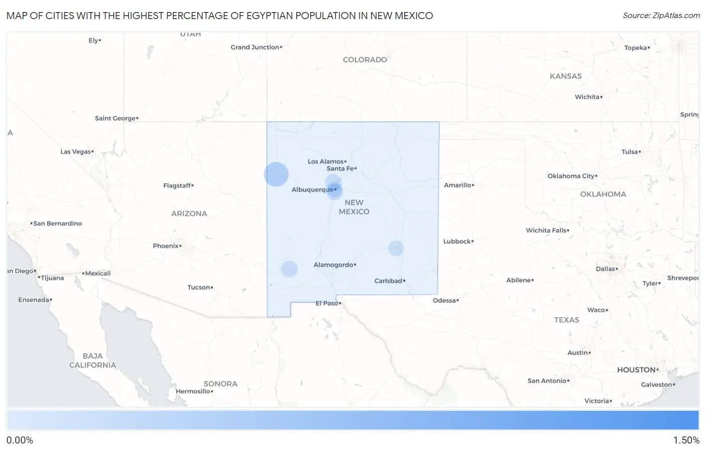 Cities with the Highest Percentage of Egyptian Population in New Mexico Map