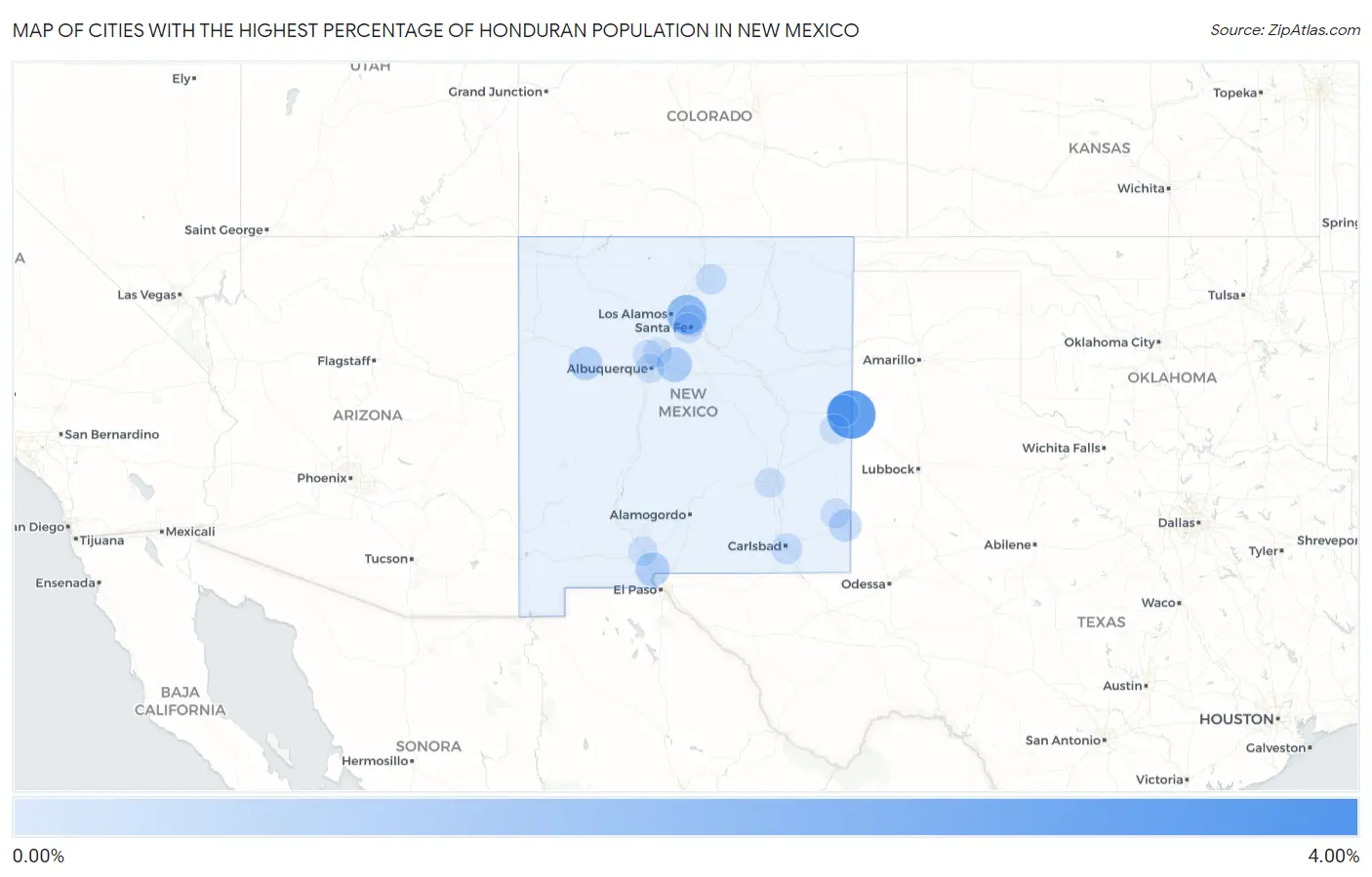 Cities with the Highest Percentage of Honduran Population in New Mexico Map