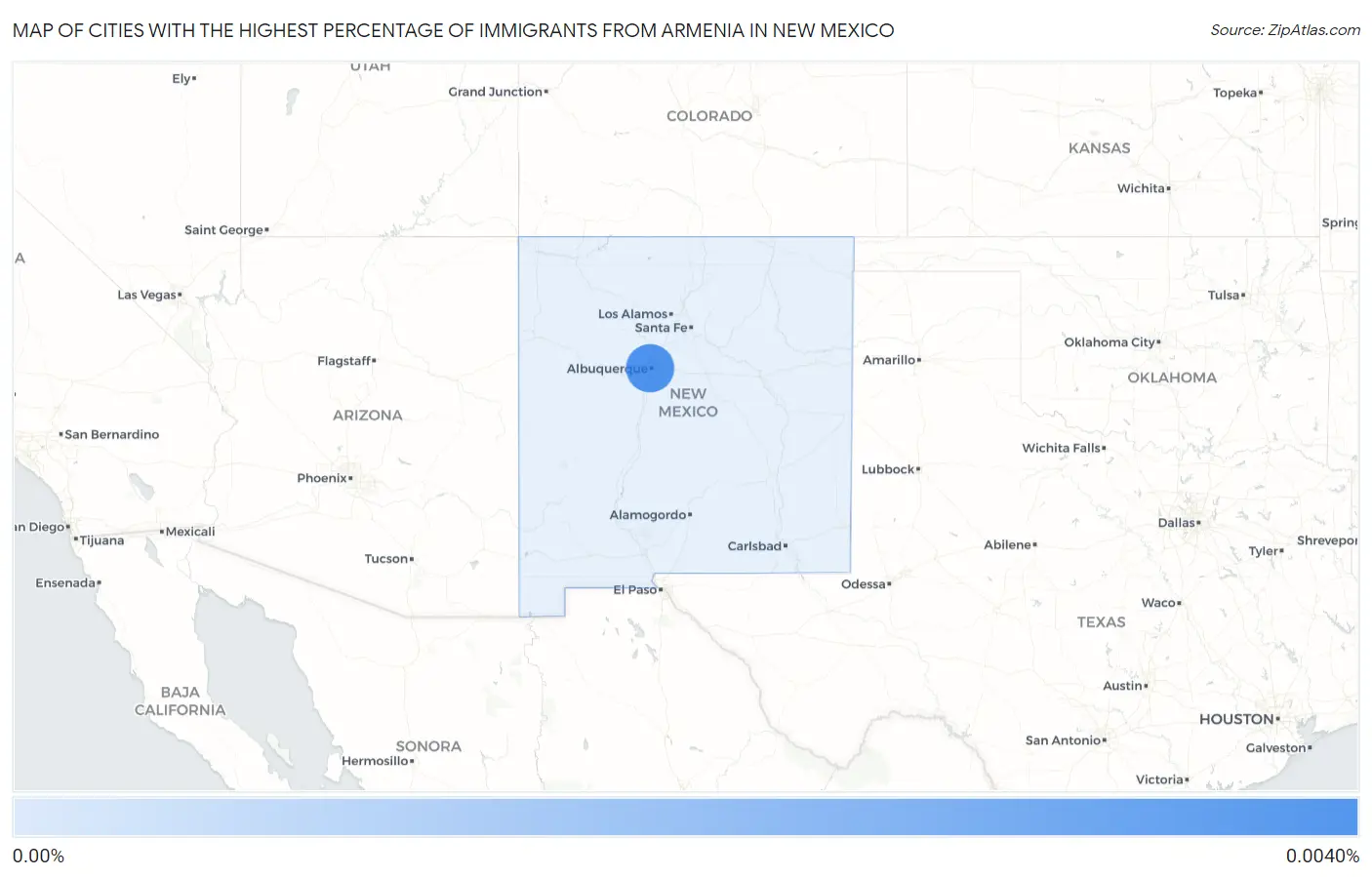 Cities with the Highest Percentage of Immigrants from Armenia in New Mexico Map