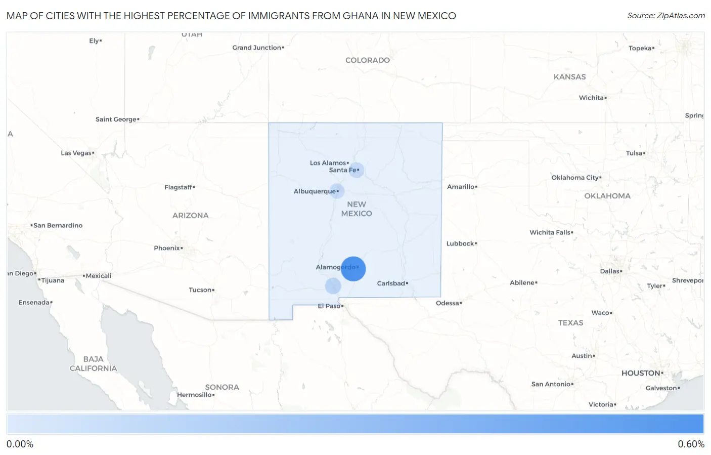 Cities with the Highest Percentage of Immigrants from Ghana in New Mexico Map