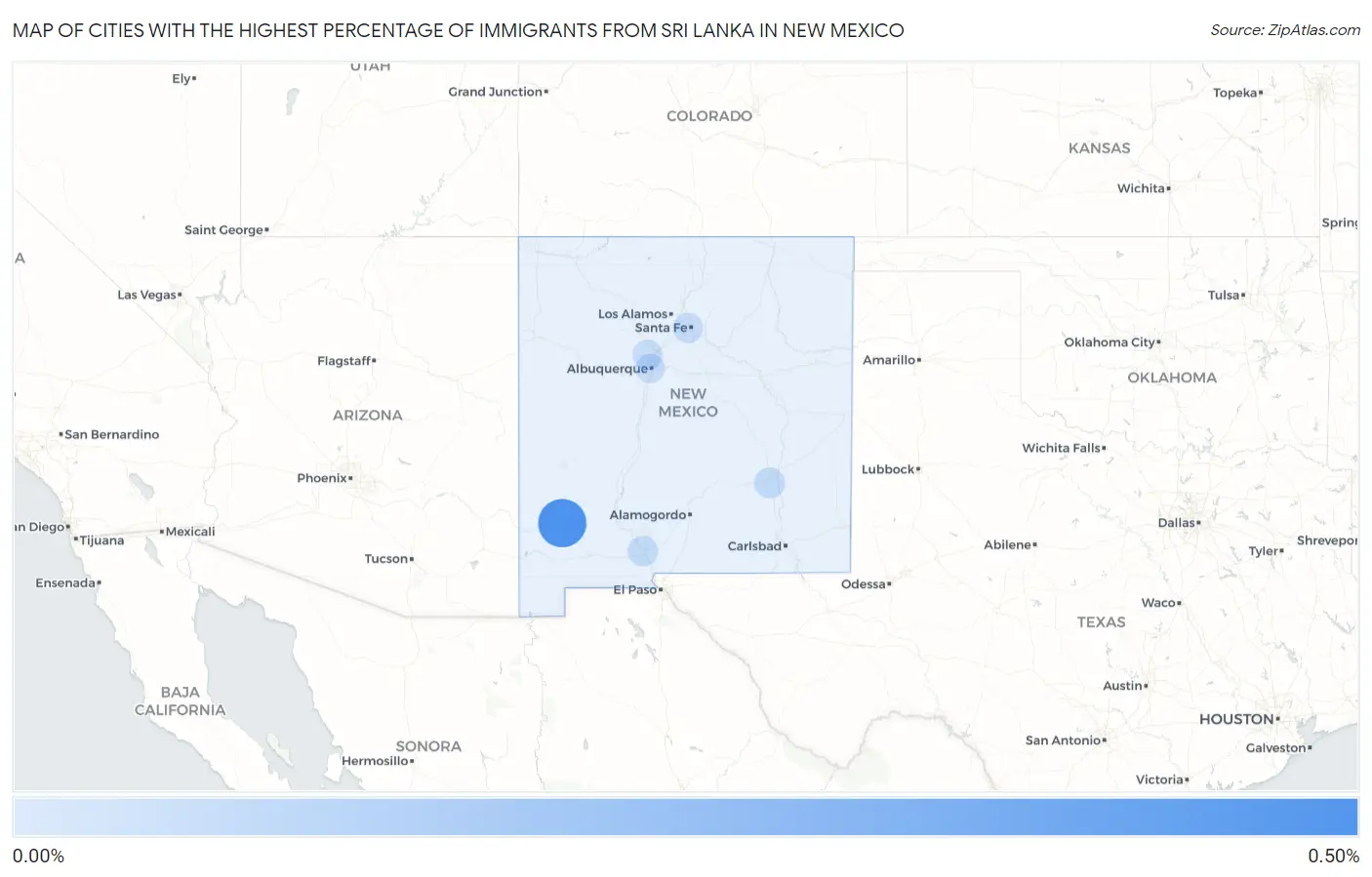 Cities with the Highest Percentage of Immigrants from Sri Lanka in New Mexico Map