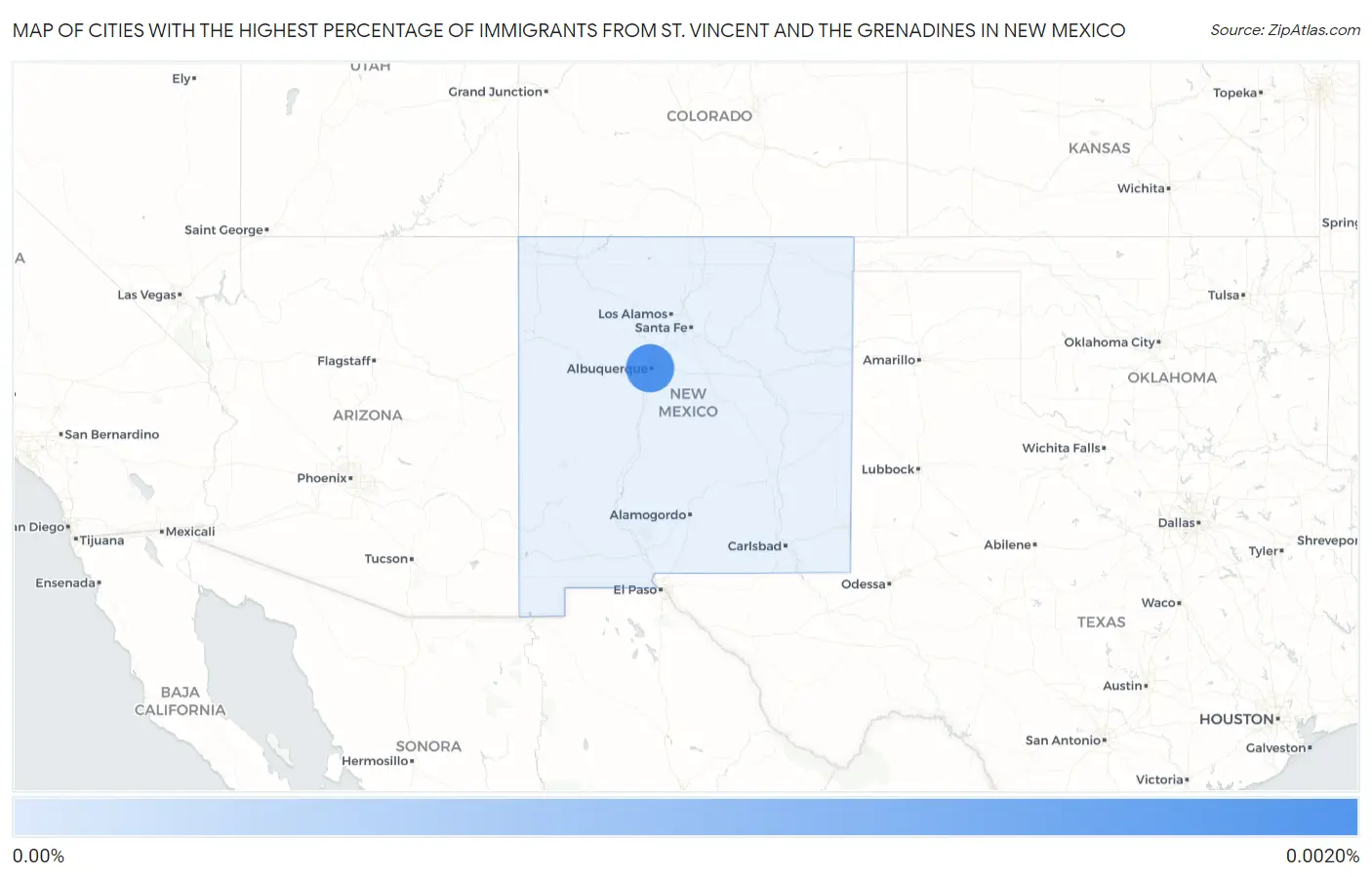Cities with the Highest Percentage of Immigrants from St. Vincent and the Grenadines in New Mexico Map