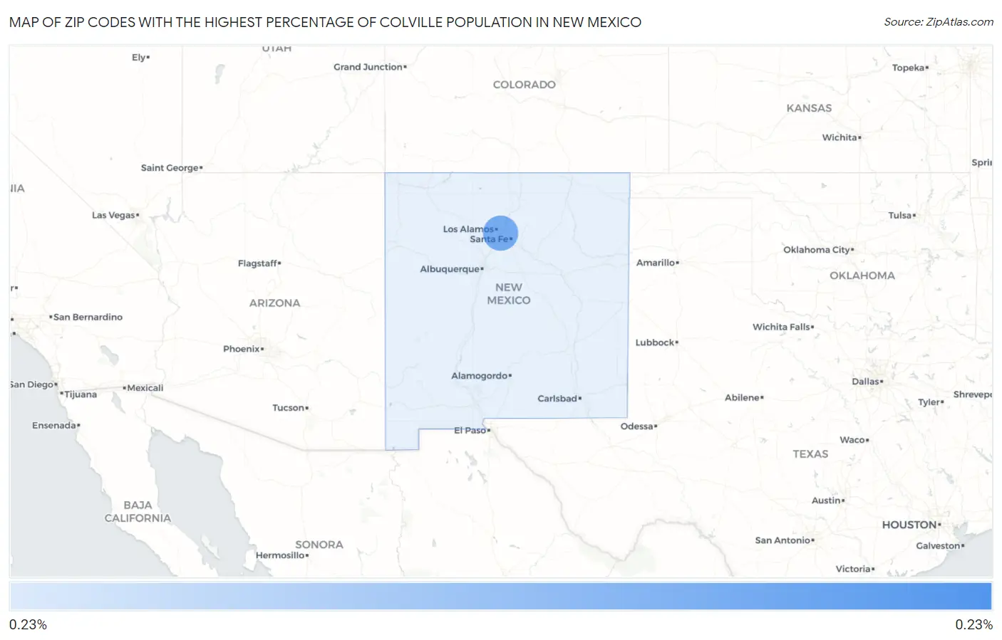 Zip Codes with the Highest Percentage of Colville Population in New Mexico Map