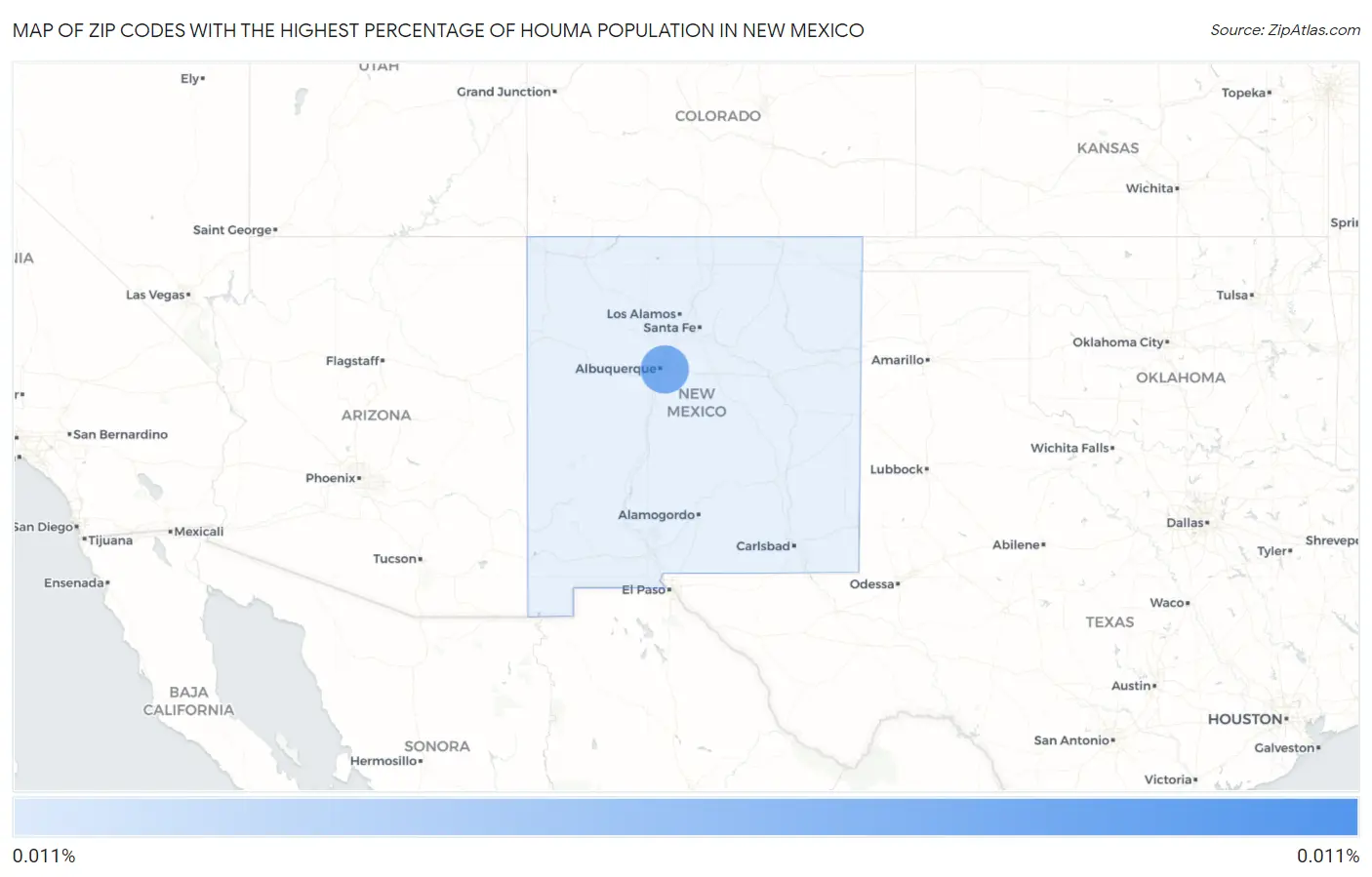 Zip Codes with the Highest Percentage of Houma Population in New Mexico Map