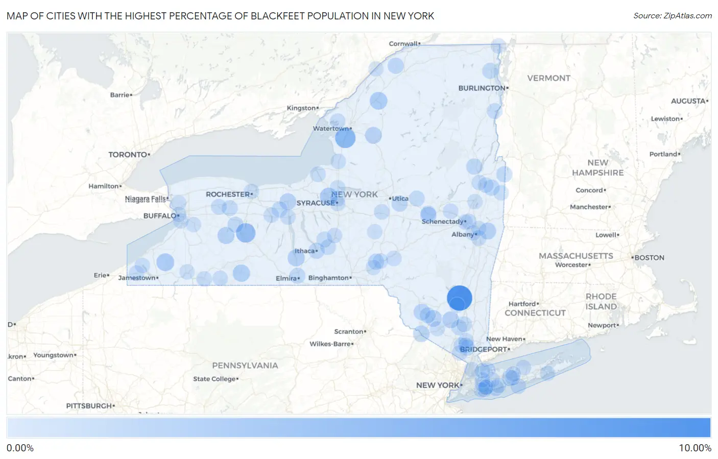 Cities with the Highest Percentage of Blackfeet Population in New York Map