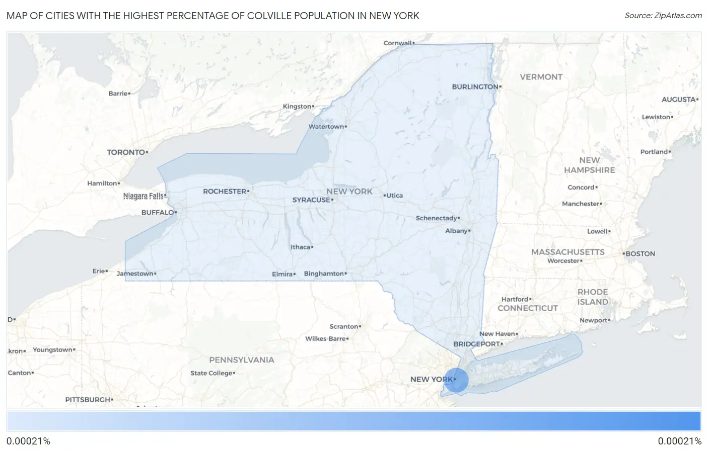Cities with the Highest Percentage of Colville Population in New York Map