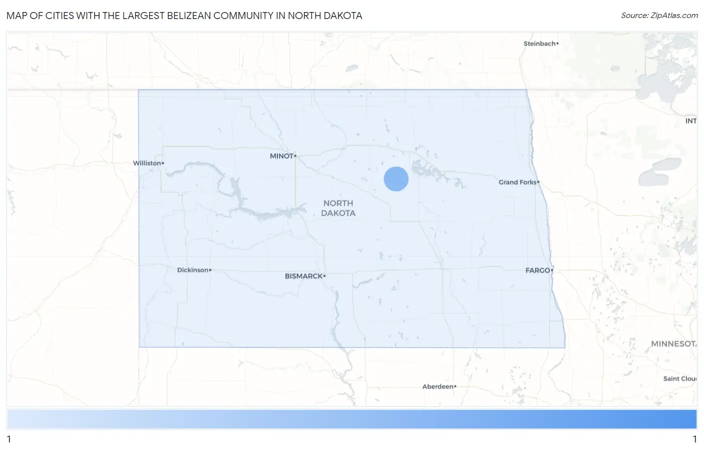 Cities with the Largest Belizean Community in North Dakota Map