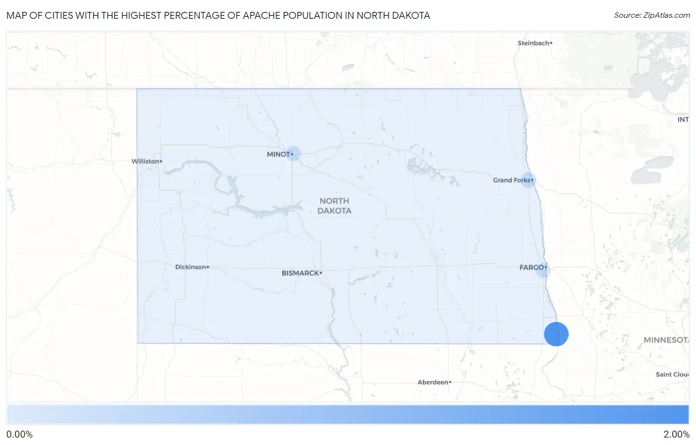 Cities with the Highest Percentage of Apache Population in North Dakota Map