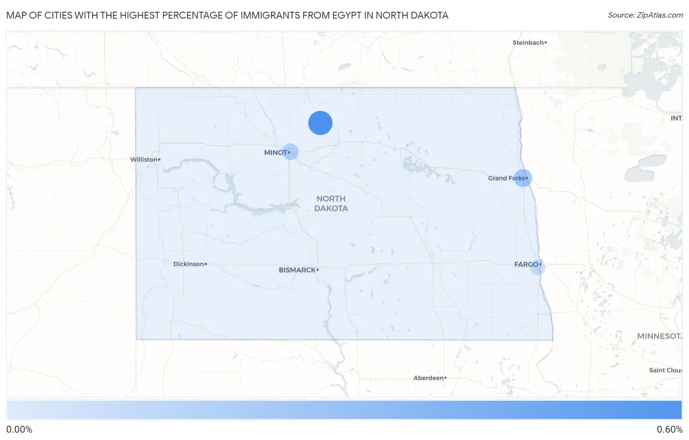 Cities with the Highest Percentage of Immigrants from Egypt in North Dakota Map