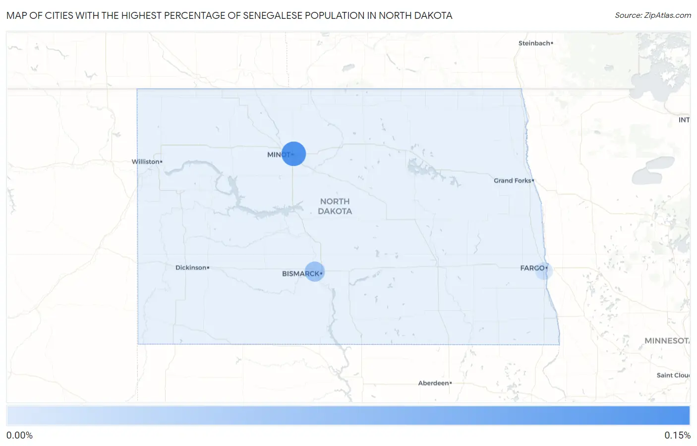 Cities with the Highest Percentage of Senegalese Population in North Dakota Map