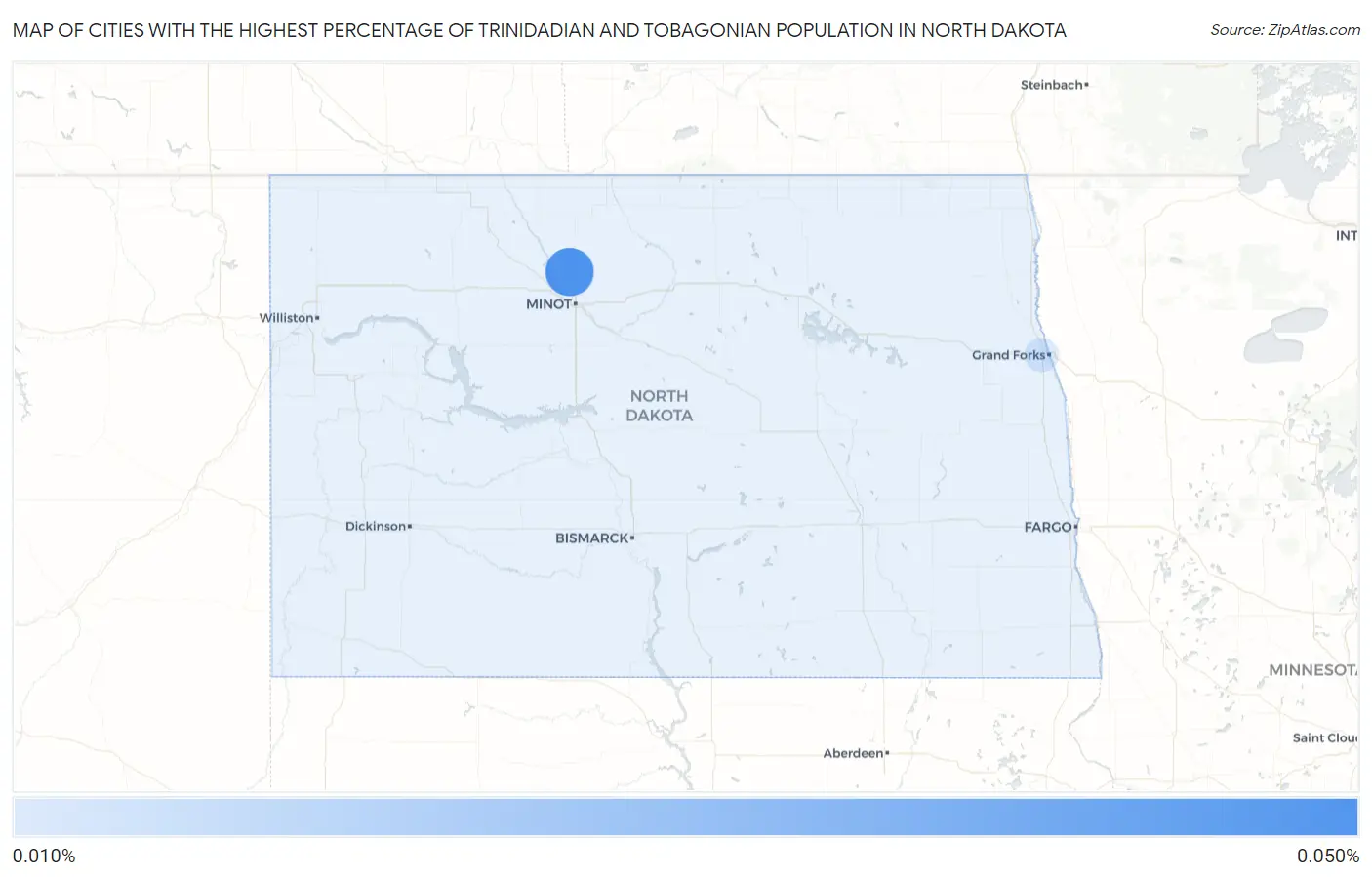 Cities with the Highest Percentage of Trinidadian and Tobagonian Population in North Dakota Map