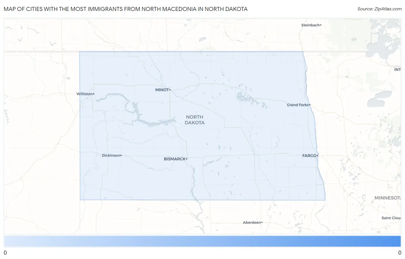 Cities with the Most Immigrants from North Macedonia in North Dakota Map