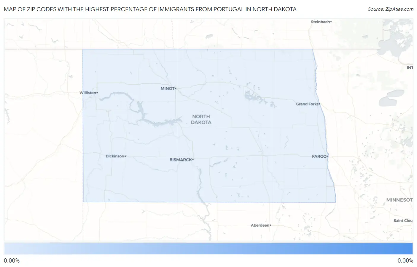 Zip Codes with the Highest Percentage of Immigrants from Portugal in North Dakota Map