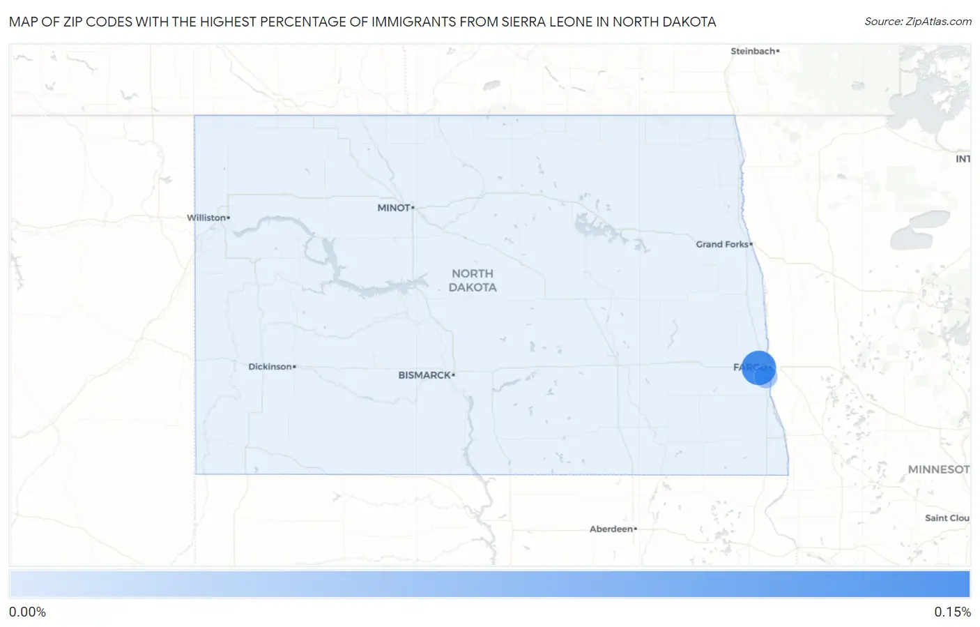 Zip Codes with the Highest Percentage of Immigrants from Sierra Leone in North Dakota Map