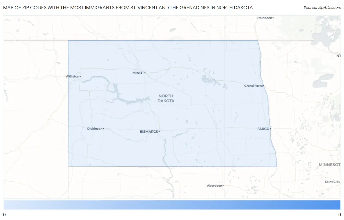 Zip Codes with the Most Immigrants from St. Vincent and the Grenadines in North Dakota Map