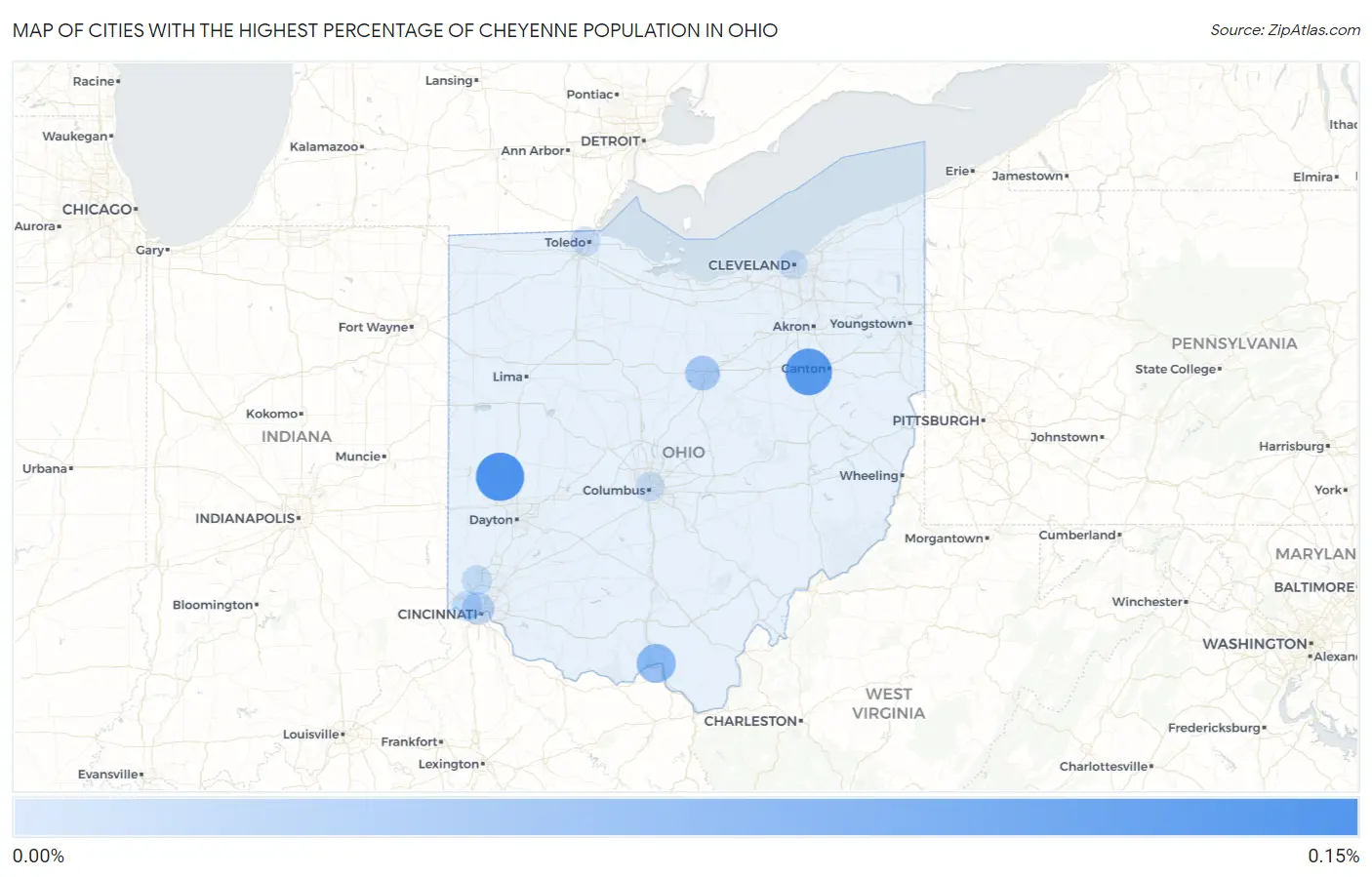 Cities with the Highest Percentage of Cheyenne Population in Ohio Map