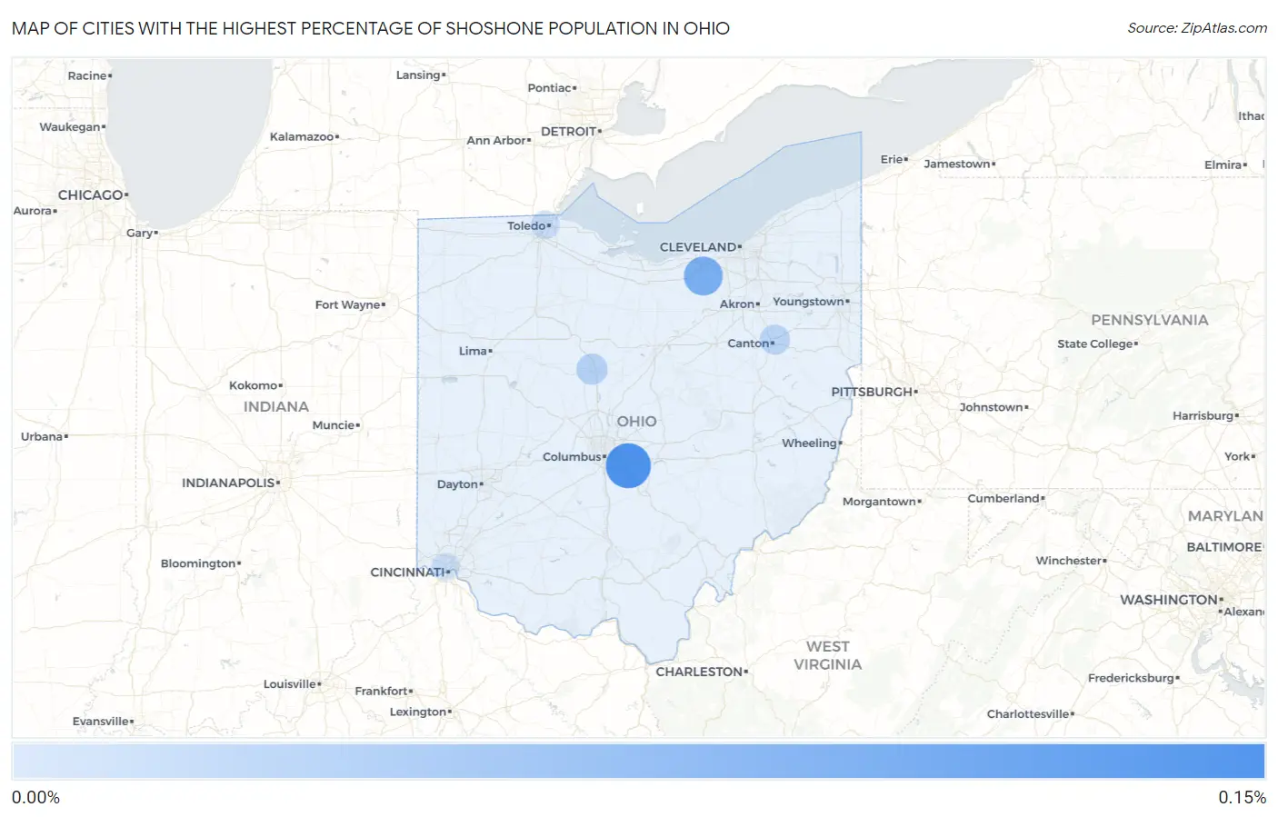 Cities with the Highest Percentage of Shoshone Population in Ohio Map