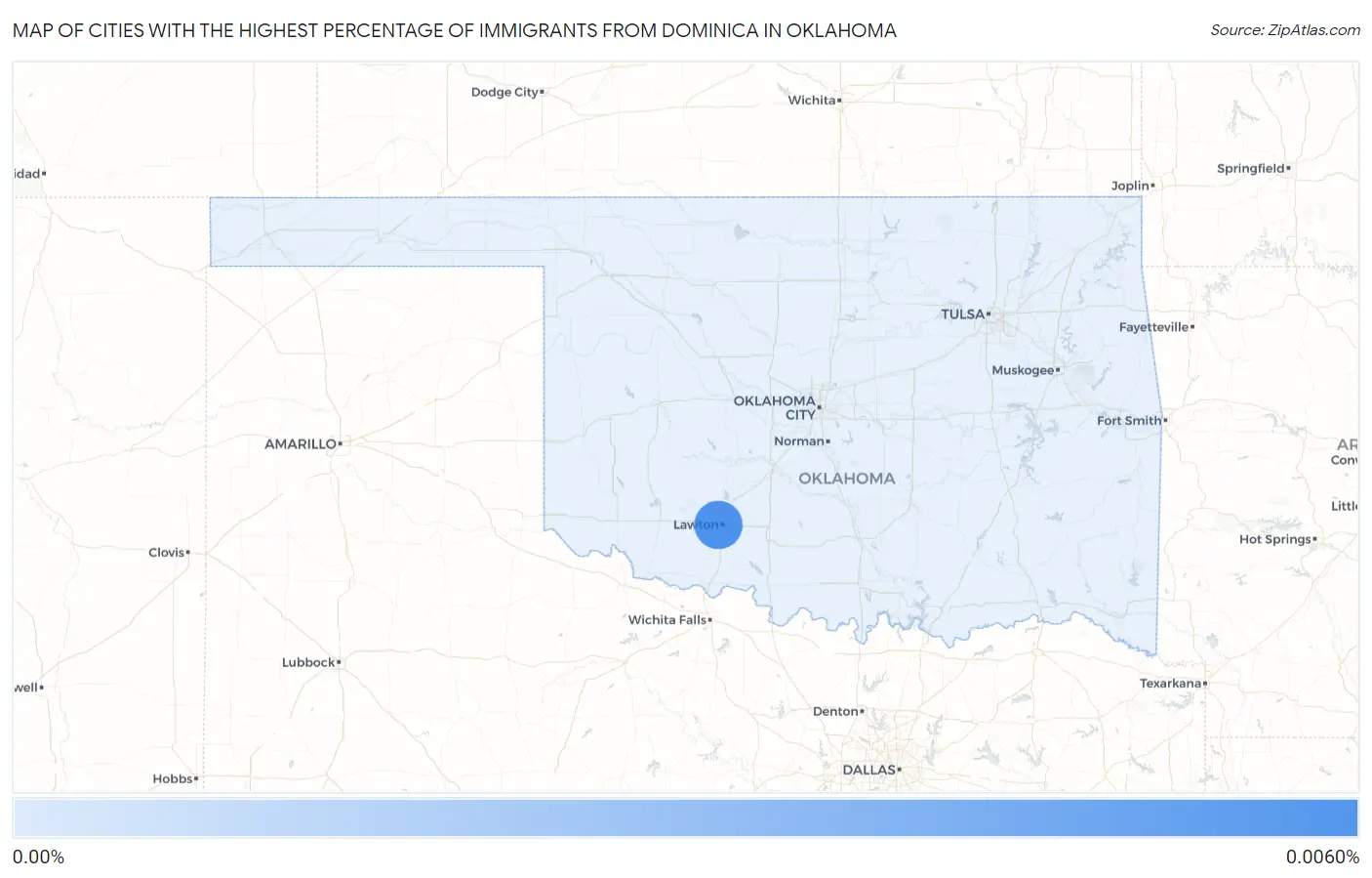 Cities with the Highest Percentage of Immigrants from Dominica in Oklahoma Map